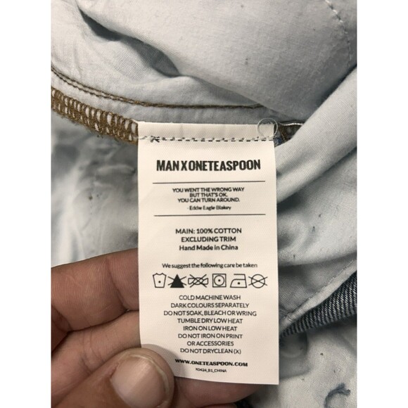 NWT Man X One Teaspoon 32R Mr Browns Blue Suede Paint Splatter Distressed Jeans - Picture 7 of 10